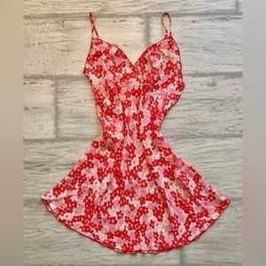 Pink and red floral mini dress by Murano Intimates and Sleepwear.